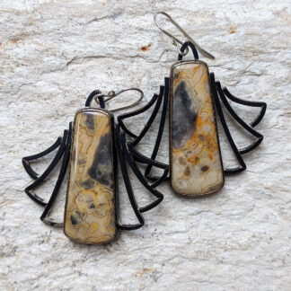 Crazy Lace Agate Earrings in Brass