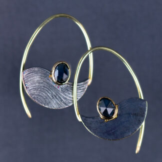 Wave Sterling Silver and 14kt Gold Sapphire Earring