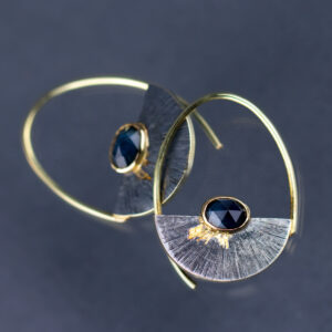 Rays Sterling Silver and 14kt Gold Sapphire Earring