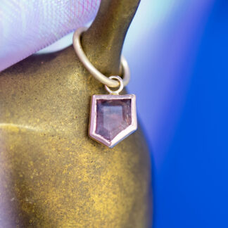 Geometric Rose Cut Winza Ruby Sapphire Rose Gold Charm 7.6mm x 6.5mm
