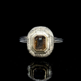 Umba Sapphire Mixed Metal Sterling Silver and 14kt Gold Ring Size 6