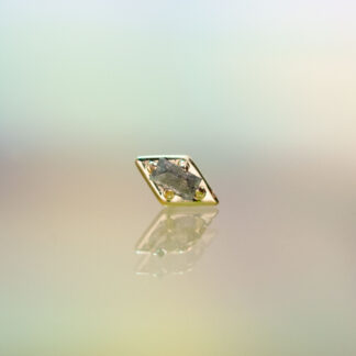 Diamond Shape Four Prong Baguette Salt and Pepper Diamond 14kt Gold Threadless End