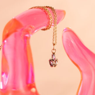 Triple Marquise  Salt and Pepper Diamond 14kt Gold Pendant