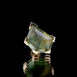 Geometric Cut Yellow Kenya Sapphire Partial Bezel Yellow Gold Threadless End 8.9mm x 5.8mm