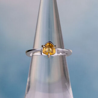 Citrine Trefoil Sterling Silver Ring with 14kt Gold accents
