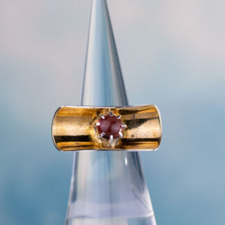 Garnet with Brass and Sterling Reflection ring