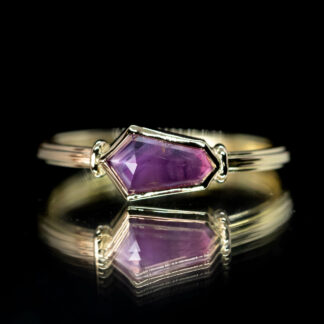 Shield Rose Cut Winza Sapphire Stacker Ring 14kt Yellow Gold Size 5 1/2