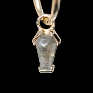 Coffin Cut Salt and Pepper Diamond Partial Bezel Yellow Gold Charm 2
