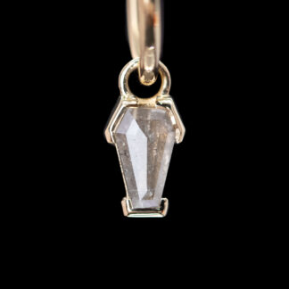 Coffin Cut Salt and Pepper Diamond Partial Bezel Yellow Gold Charm 6