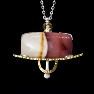 80s does Deco Mookaite Jasper Mixed Metal Necklace