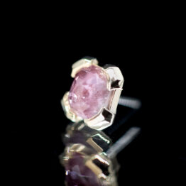 Pink Geometric Cut Umba Sapphire Yellow Gold Threadless End 5.6mm x 4.5mm