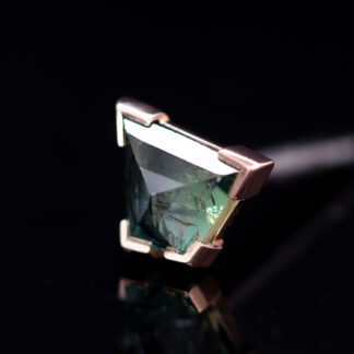 Geometric Cut Kenya Sapphire Partial Bezel Rose Gold 14ga threaded end 6.2mm x 8mm