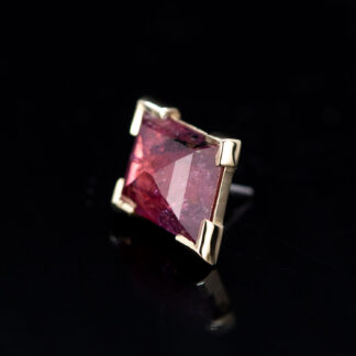 Geometric Cut Winza Ruby Yellow Gold Threadless End 6.7mm x 5.9mm
