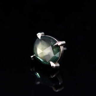 Rose Cut Madagascar Sapphire White Gold Threadless End 4.2mm x 4.8mm