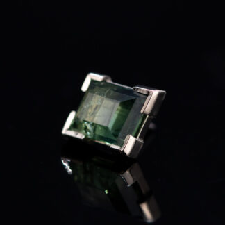 Tablet Cut Madagascar Sapphire White Gold Partial Bezel Threadless End 5.2mm x 5.8mm