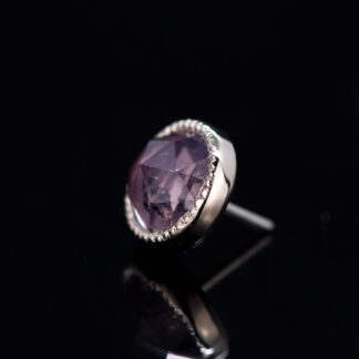 Rose Cut Winza Sapphire Millgrain White Gold Threadless End 5.9mm