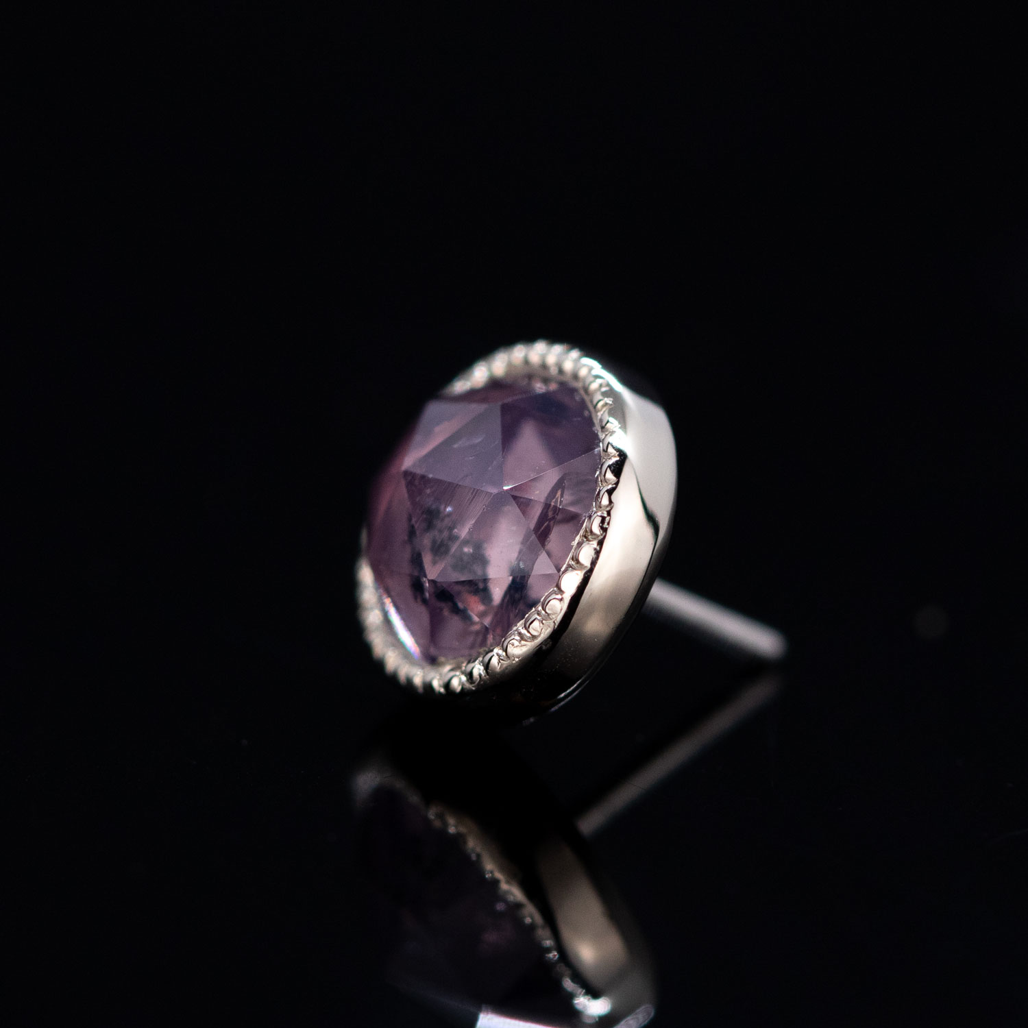 Rose Cut Winza Sapphire Millgrain White Gold Threadless End 5.9mm