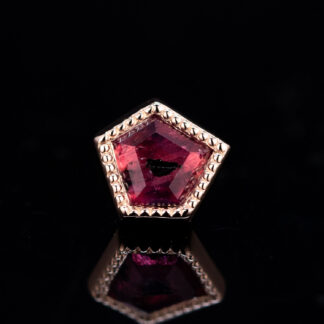 Tablet Cut Winza Sapphire Millgrain Rose Gold Threadless End 5.4mm x 5.3mm