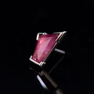 Geometric Cut Winza Sapphire Partial Bezel White Gold Threadless End 8mm x 3.8mm