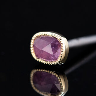 Rose Cut Winza Sapphire Yellow Gold Threaded End 6.7mm x 5.4mm