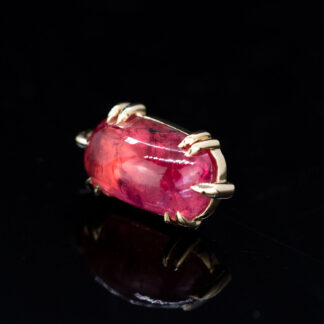 Oval Cabochon Winza Ruby Yellow Gold Threadless End 8.3mm x 4.5mm