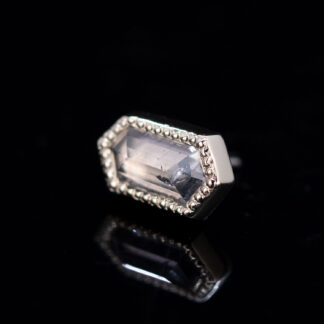 Umba Sapphire Milgrain White Gold Threadless End 3.8mm x 6.6mm