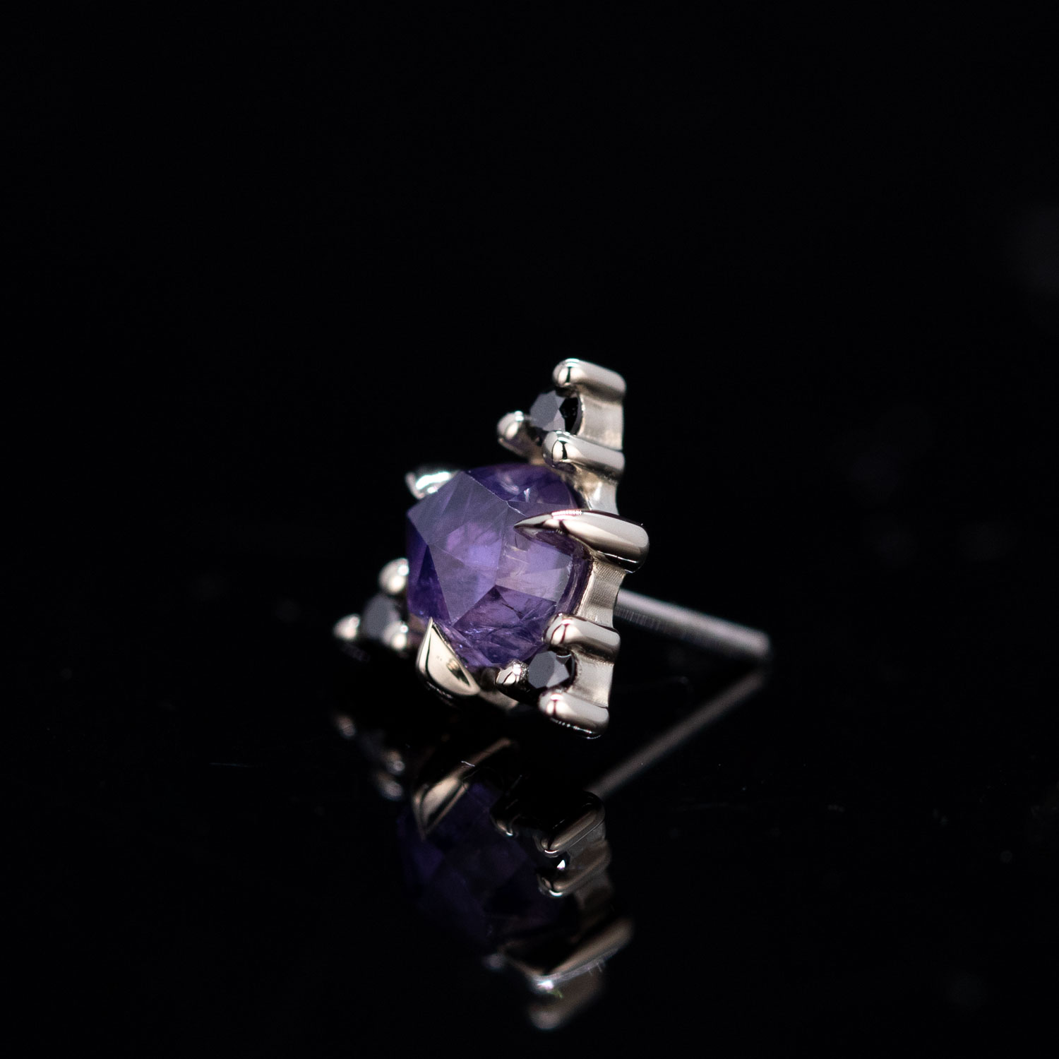 The Maiden Rose Cut Winza Sapphire White Gold Threadless End 6mm - Image 2
