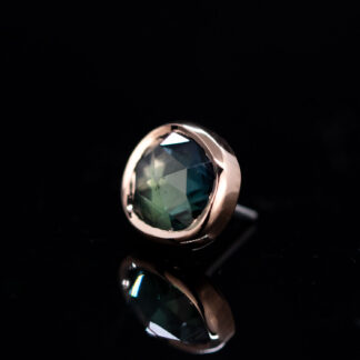 Rose Cut Madagascar Sapphire Rose Gold Threadless End 6.1mm x 5.5mm