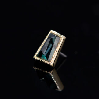 Geometric Cut Madagascar Sapphire Yellow Gold Threadless End 6.8mm x 5mm