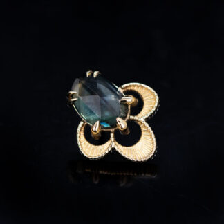 The Violet Yellow Gold Threadless End Madagascar Sapphire