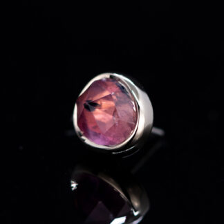 Rose Cut Winza Sapphire Bezel White Gold Threadless End 5.8mm x 5.4mm