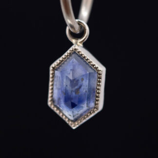 Geometric Cut Madagascar Sapphire 14kt White Gold Charm 9.6mm x 6.1mm