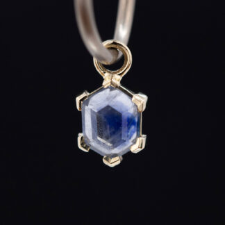Geometric Cut Madagascar Sapphire 14kt Yellow Gold Charm 6.5mm x 4.7mm