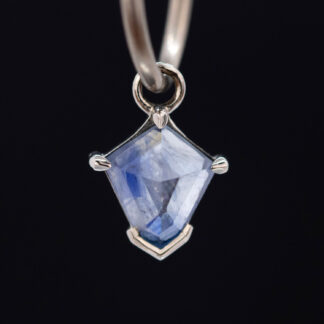 Geometric Cut Madagascar Sapphire 14kt White Gold Charm 7.8mm x 7mm