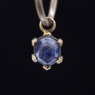 Geometric Cut Madagascar Sapphire 14kt Yellow Gold Charm 6.7mm x 5.1mm