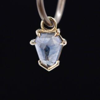 Geometric Cut Madagascar Sapphire 14kt Yellow Gold Charm 6.1mm x 6.9mm