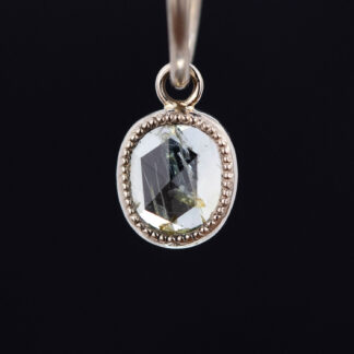 Rose Cut Umba Sapphire 14kt White Gold Charm 7.4mm x 6.4mm