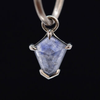 Geometric Cut Madagascar Sapphire 14kt White Gold Charm 7.6mm x 6.7mm