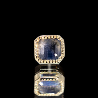 Geometric Cut Madagascar Sapphire Yellow Gold Threadless End 4.7mm x 4.4mm