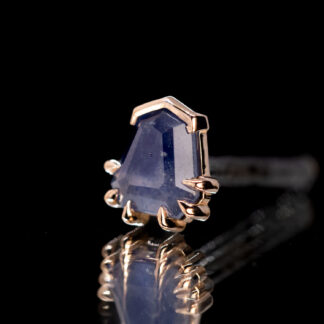 Geometric Cut Madagascar Sapphire Rose Gold Threaded End 7.1mm x 8mm
