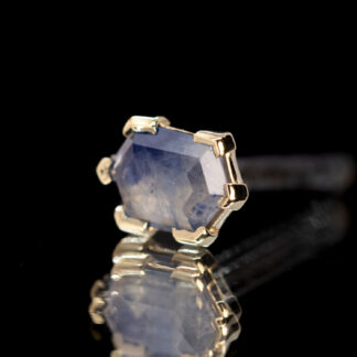 Geometric Cut Madagascar Sapphire Yellow Gold Threaded End 7mm x 5.2mm