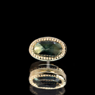 Rose Cut Madagascar Sapphire Yellow Gold Threadless End 6.1mm x 4mm