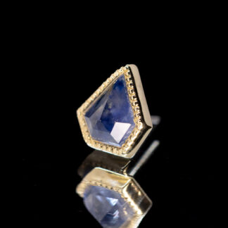 Geometric Cut Madagascar Sapphire Yellow Gold Threadless End 6mm x 5.4mm