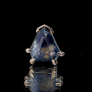 Geometric Cut Madagascar Sapphire White Gold Threaded End 6.4mm x 6.2mm