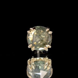 Rose Cut Umba Sapphire Yellow Gold Threadless End 4.9mm x 4.6mm