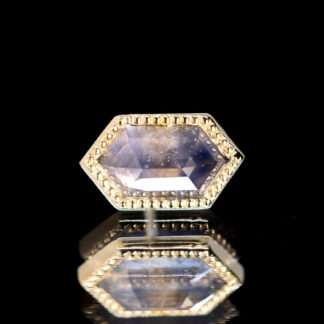 Geometric Cut Madagascar Sapphire Yellow Gold Threadless End 7.4mm x 4.4mm