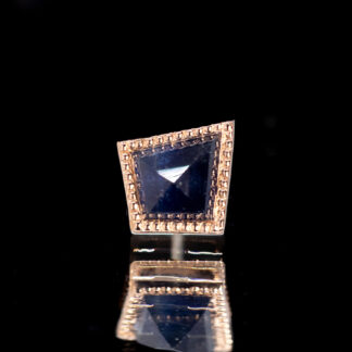 Geometric Cut Madagascar Sapphire Rose Gold Milgrain Bezel Threadless End 5.5mm x 5.2mm