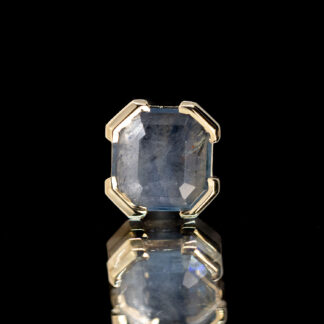 Geometric Cut Madagascar Sapphire Yellow Gold Threaded End 5.6mm x 5.9mm