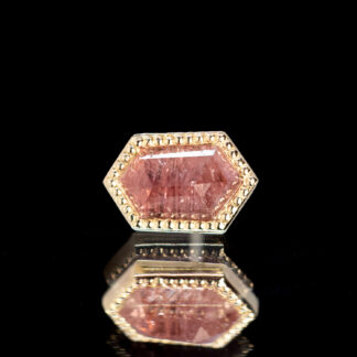 Geometric Cut Umba Sapphire Yellow Gold Threadless End 6.3mm x 4.3mm