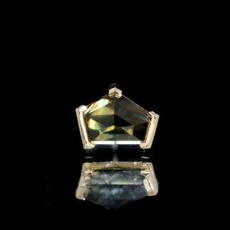 Geometric Cut Madagascar Sapphire Yellow Gold Threadless End 5.4mm x 7.2mm